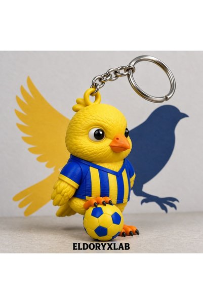 EldoryxLab سلسلة مفاتيح على شكل كرة قدم باللون الأصفر والأزرق الداكن - سلسلة ...