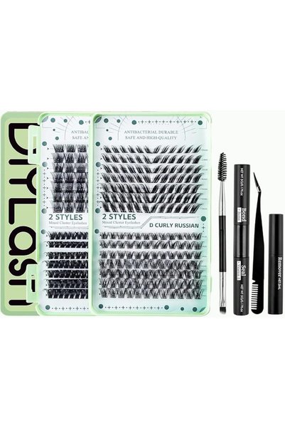 NALACAL False Lashes Kit, D Curl Wispy DIY Cluster Eyelash Extensions Kit 10-...