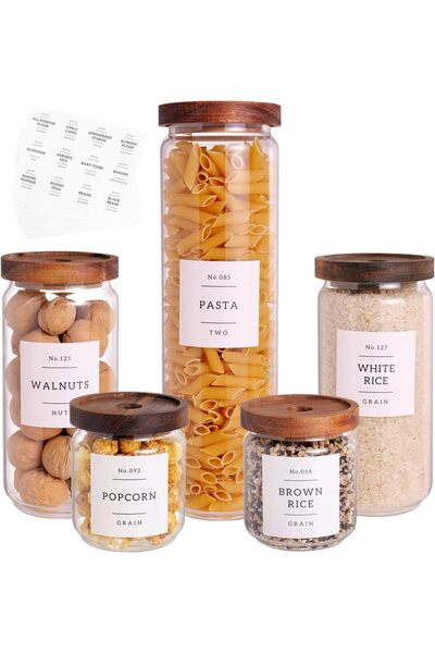 Generic CZZGSM 3 Set Glass Pantry Storage Jars with Acacia Airtight Lid - 50o...