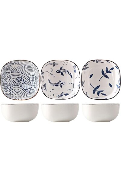 Tazweeq Ceramic Soy Sauce Dishes Set of 6, Japanese Retro Porcelain Side Dish...