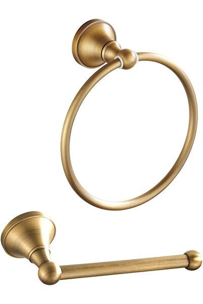 Generic Leyden Antique Brass Toilet Paper Holder Towel Ring 2 Pieces Set Tiss...