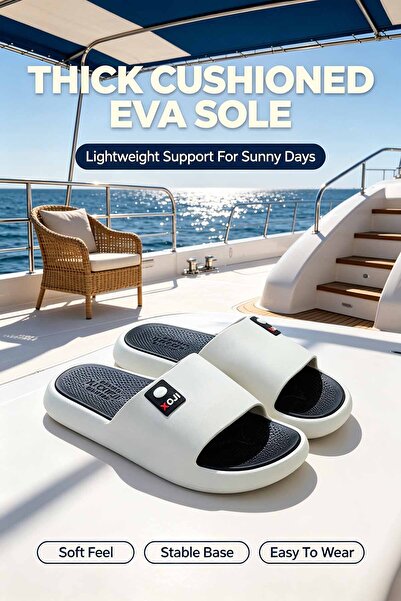 Al Masheel Store شباشب رجالية سميكة ومبطنة من مادة EVA - بشريط مربع الشكل وشع...