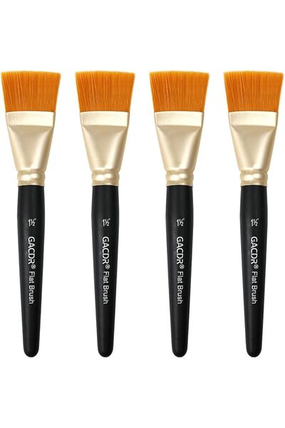 Generic Large Flat Paint Brushes, 4pcs 1.5 Inch Craft Paint Brush Set for Acr...