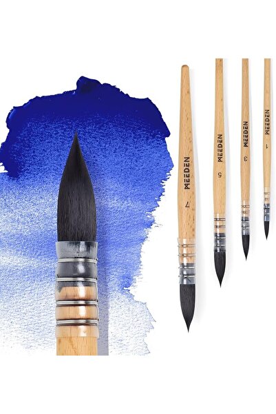 Generic MEEDEN Watercolor Brushes Professional - 4 Pack Synthetic Squirrel Ha...