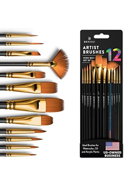 Generic Professional Artist Paint Brush Set of 12 - Watercolor Painting Brush...