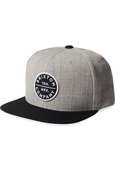 Generic Brixton Pledge Snapback, Flat Bill Baseball Cap for Men, Gray/Black