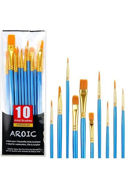 Generic AROIC 10 Pcs Paint Brushes, Acrylic Oil Watercolor Painting Brush Set