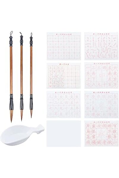 Generic PH PandaHall 12pcs No Ink Chinese Calligraphy Set, 8 Styles Grid Brus...