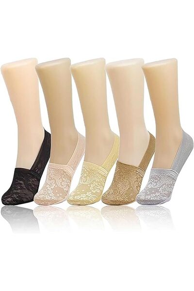 Tazweeq Women's Socks, Women's Ankle Socks, Cute Double Knit Solid Color Lace...