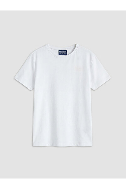 LC Waikiki Two Mt Shop Quality Lcw Kids White Oval Collar Plain Girls' T-Shirt