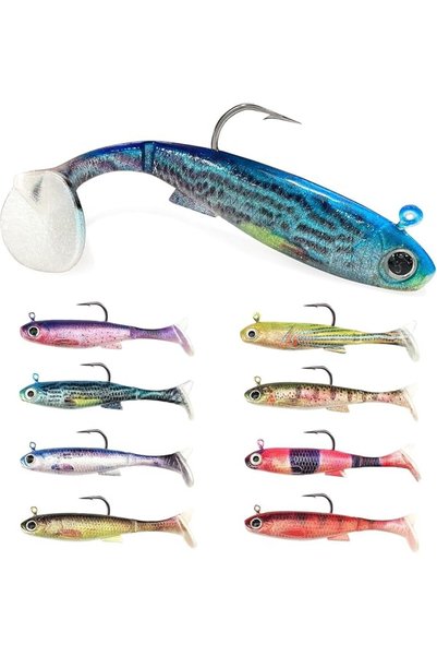AZONEE Luya Fake Soft Bait, 3.5-Inch Paddle Tail Swim Baits for Bass Fishing,...