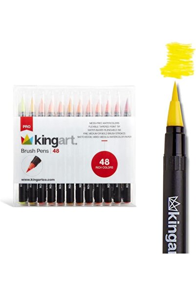 Generic أقلام فرشاة KINGART Pro، 48 لونًا للرسم بالألوان المائية الحقيقية مع ...