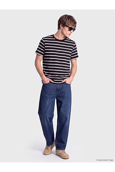 LC Waikiki Nevavm Xside Indigo Denim Straight Balloon Fit Regular Waist Wide ...