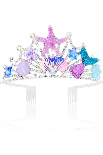 TERRIFI Mermaid Crown, Princess Birthday Decorations Tail Fish Scales Starfis...