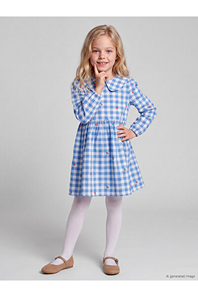LC Waikiki Lcw Kids Blue Gabardine Plaid Girls Dress with Nevavm Difference