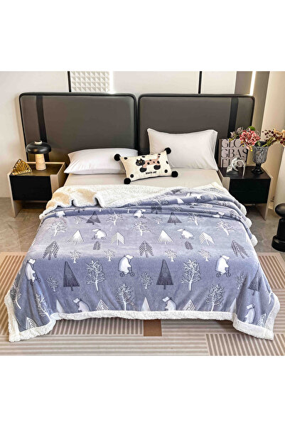 JOJO HOME Κουβέρτα Κοκολίνο με γούνα, 200x230εκ., με σχέδιο