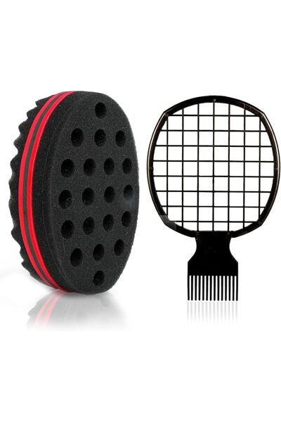 CAMOT Set of 2 Afro Twist Hair Combs and Hair Sponges for Men and Women - Hai...