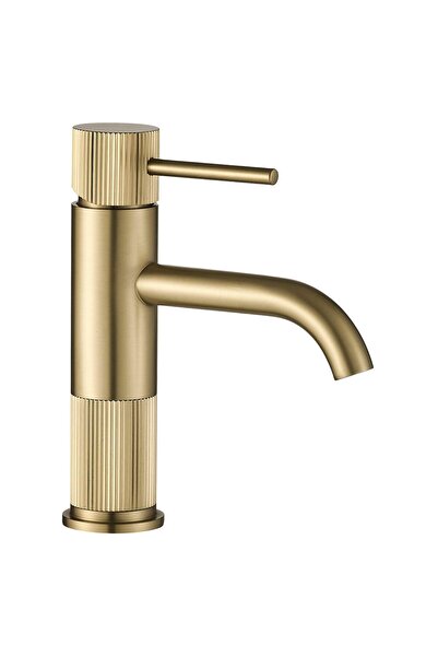 Rea Μπαταρία Νιπτήρα Lungo Stripe Brush Gold Low