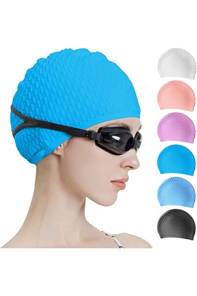 Tripsky Silicone Swim Cap,Comfortable Bathing Cap Ideal for Curly Short Mediu...