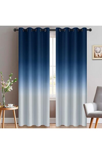 Yakamok 100% Blackout Curtains 84 Inch Length 2 Layers,Blue Curtains for Bedr...