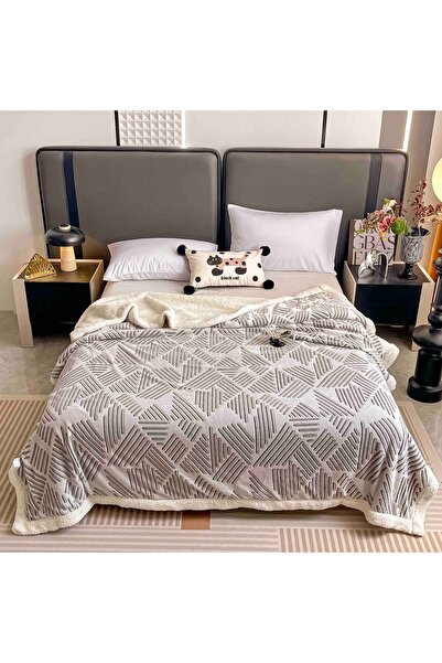 JOJO HOME Κουβέρτα Κοκολίνο με γούνα, 200x230εκ., με σχέδιο