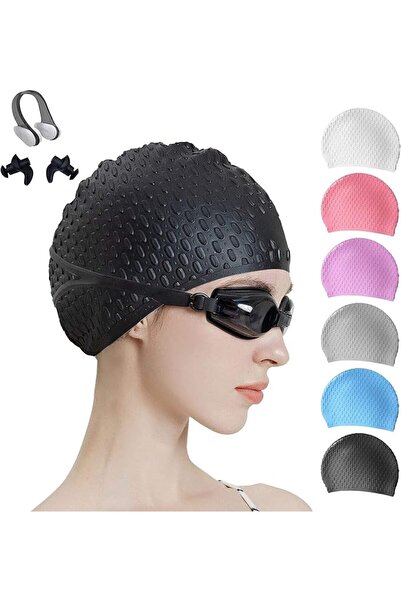 Tripsky Silicone Swim Cap,Comfortable Bathing Cap Ideal for Curly Short Mediu...