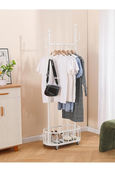 GENERAL BOOSDEN Metal Clothing Rack with Wheels, Rolling Clothes Rack for Han...
