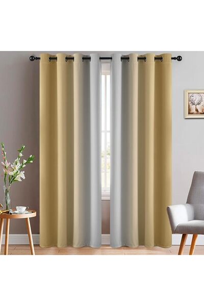 Yakamok 100% Blackout Curtains 84 Inch Length 2 Layers,Blue Curtains for Bedr...