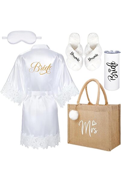 Handepo 5 Pcs Bridal Wedding Gifts Bridal Bridesmaids Robe Sets with Sleeping...