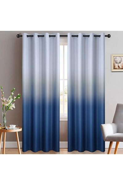 Yakamok 100% Blackout Curtains 84 Inch Length 2 Layers,Blue Curtains for Bedr...
