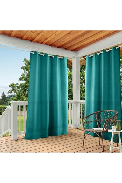 TOWN Exclusive Home Cabana Solid Indoor/Outdoor Light Filtering Grommet Top C...
