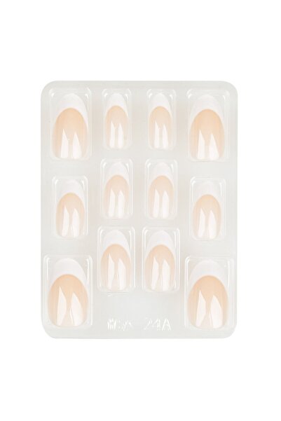 DD SHOP Unghii False cu Adeziv Alb Nude - 12buc - Set Manichiura French, Cosm...