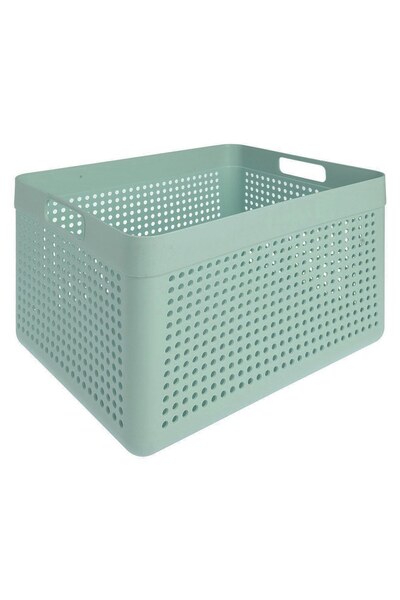 DD SHOP Cos de Depozitare din Plastic Verde Menta cu Manere & Model Perforat 14L