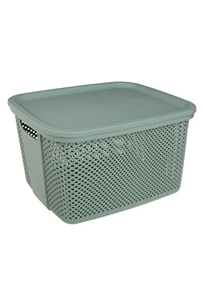 DD SHOP Cos de Depozitare din Plastic Perforat cu Capac Verde Menta 18L