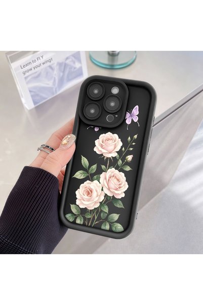 CHICASELUX Mi 14t Compatible Rose and Butterfly Pattern Phone Case, Silicone Shockproof