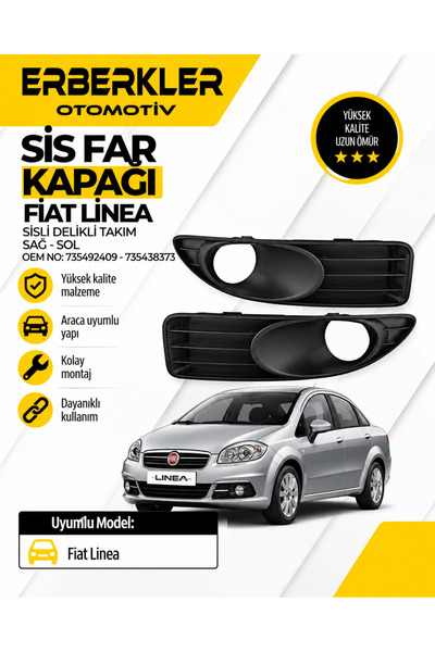 ERBERKLER Fiat Linea Sis Far Kapağı Sisli Delikli Takım Sağ Sol Uyumlu 735492...