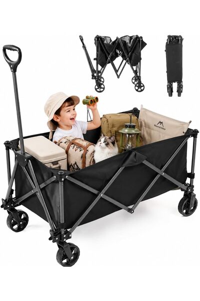SKY TOUCH Garden Cart Folding Trolley Cart Outdoor Wagon Collapsible with Rem...