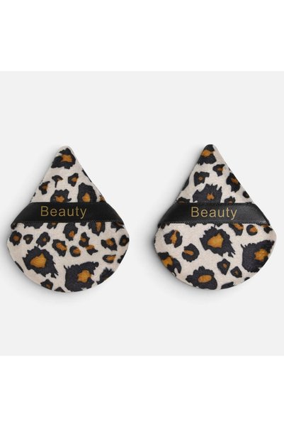 DD SHOP Buretei pentru Pudra cu Maner Leopard - 2buc - Bureti, Cosmetice Prod...