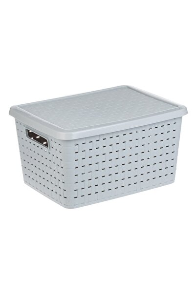 DD SHOP Cos Depozitare din Plastic Gri Perforat cu Capac 40L - Cosuri, Organi...