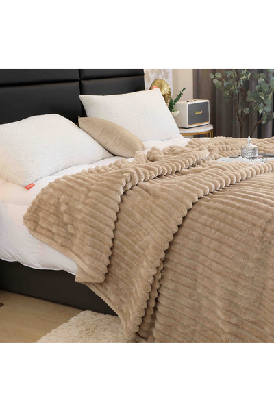 JOJO HOME Κουβέρτα Κοκολίνο 200x230, μεσαίου πάχους, ριγέ σχέδιο, μονόχρωμο