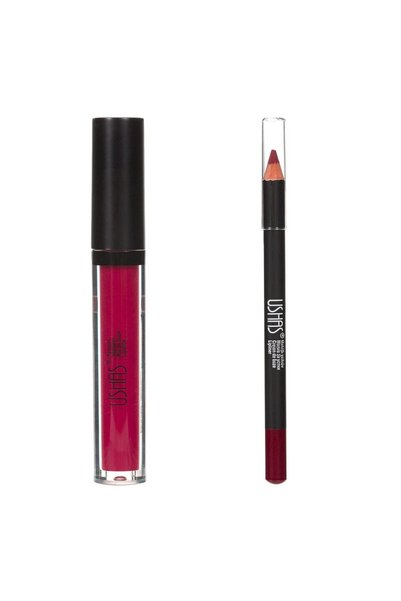 DD SHOP Set luciu de buze mat si creion de buze, nuanta rosie Classic Red Che...