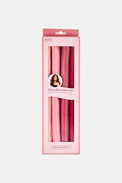 NYC 4 Pcs Flex Heatless Curling Rods, Pink