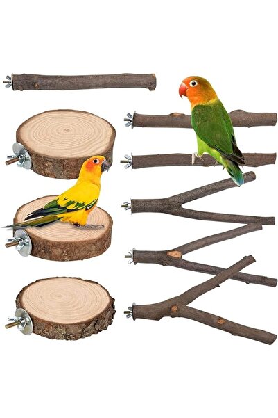 AGREON 9 Pack Natural Wood Bird Perch Stand Y Shape Stand Wooden Branches Bir...
