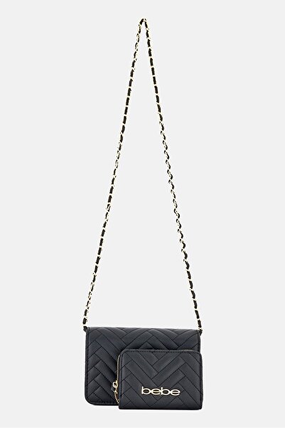 Bebe Women Brand Logo Cross Body Bag With Wallet, Black