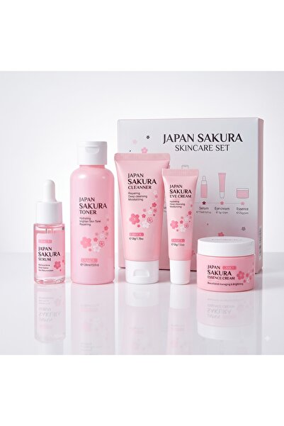 Japan Sakura Skincare Set – Cleanser, Toner, Serum, Eye Cream & Cream