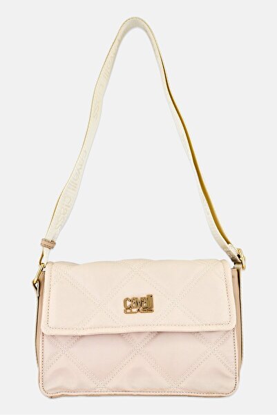 Cavalli Class Women Brand Logo Crossbody Bag, Beige