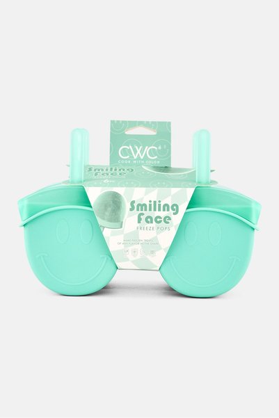 Cook With Color 6 Pcs Smiling Face Freeze Pops, Mint Green