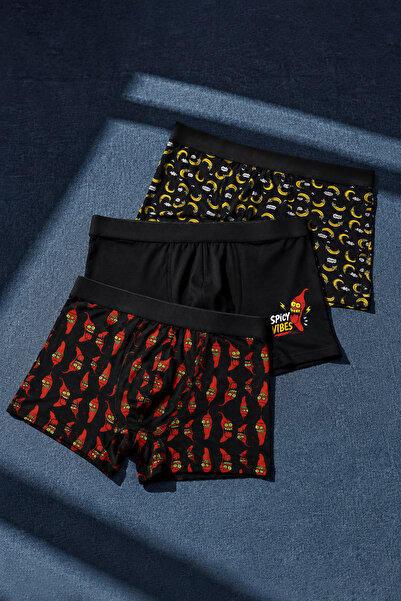 koza iç giyim Men's Triple Cotton Lycra Boxer