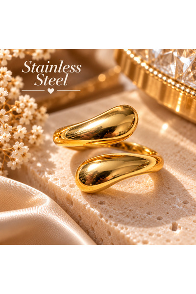 stainless steell Gold Color Stylish Spiral Model Adjustable Anti-Allergic Ste...
