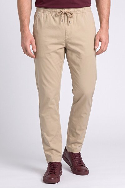 BENCH Men Regular Fit Plain Chino Pants, Beige